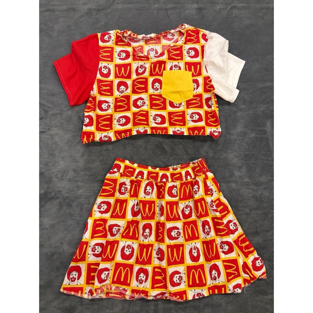 Vintage McDonald's Ronald McDonald 2-Piece Skirt & Crop Top Set Women's M USA